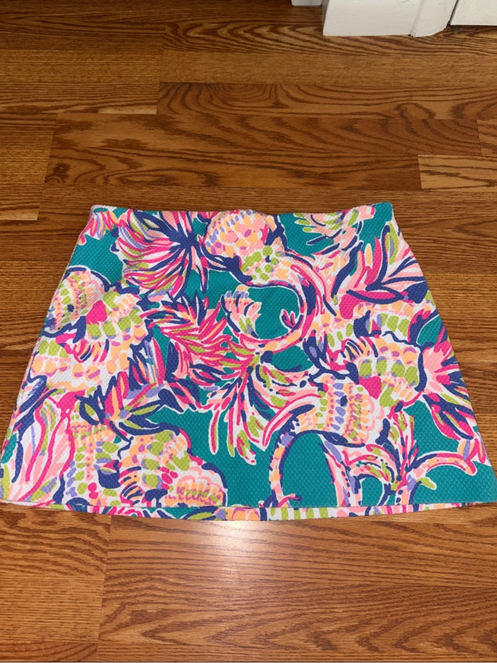 Lilly Pulitzer Bright Teal Tropical Print Mini Skirt